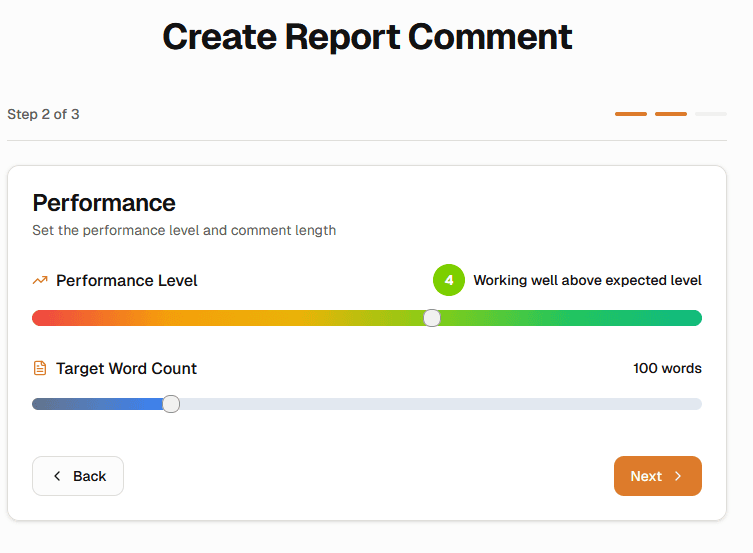 Set level and length screen of QLD School Reports