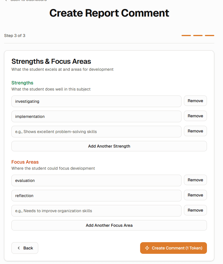 Add strengths and focus screen of QLD School Reports